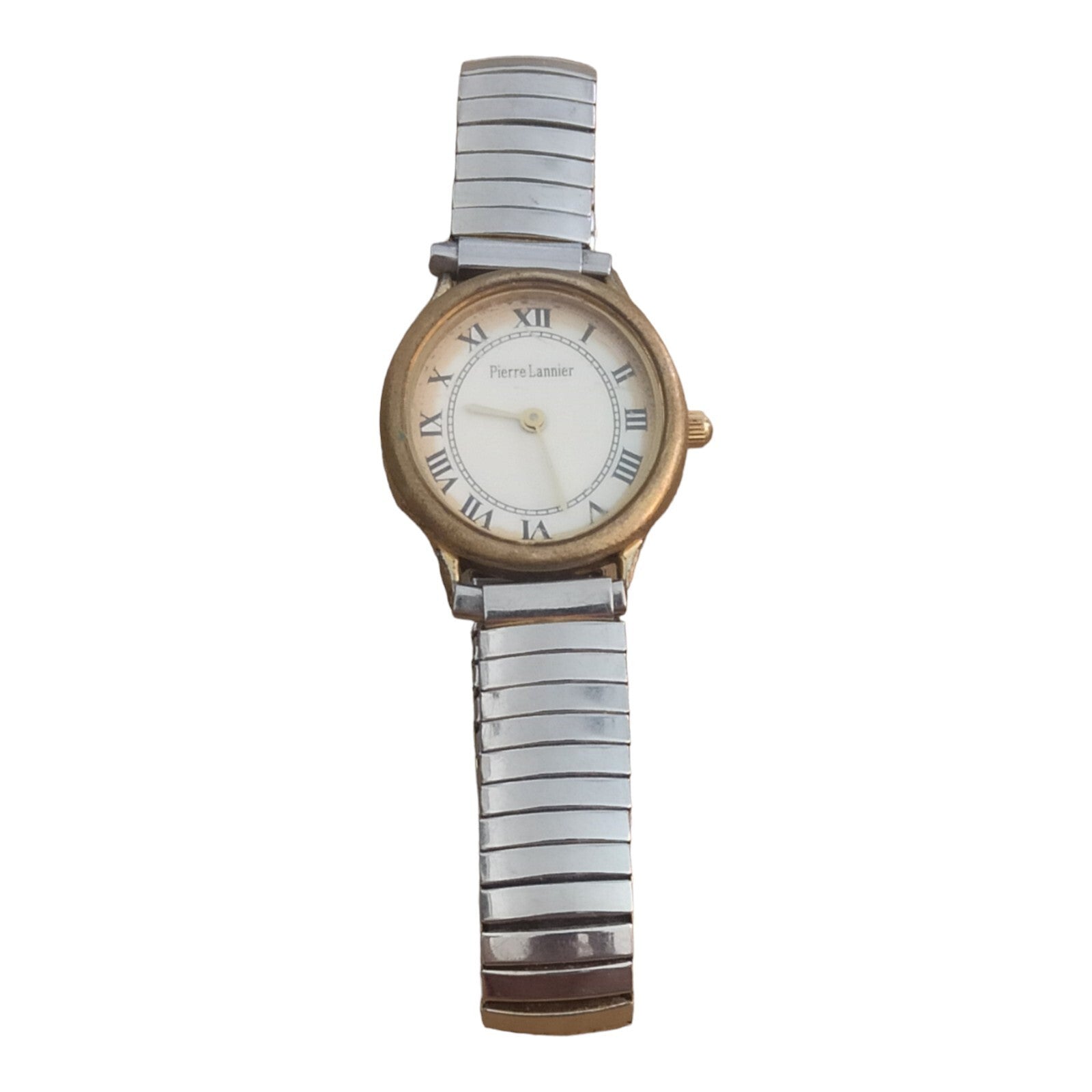 Montre vintage Pierre Lannier bracelet acier, cadran chiffres romains, classique