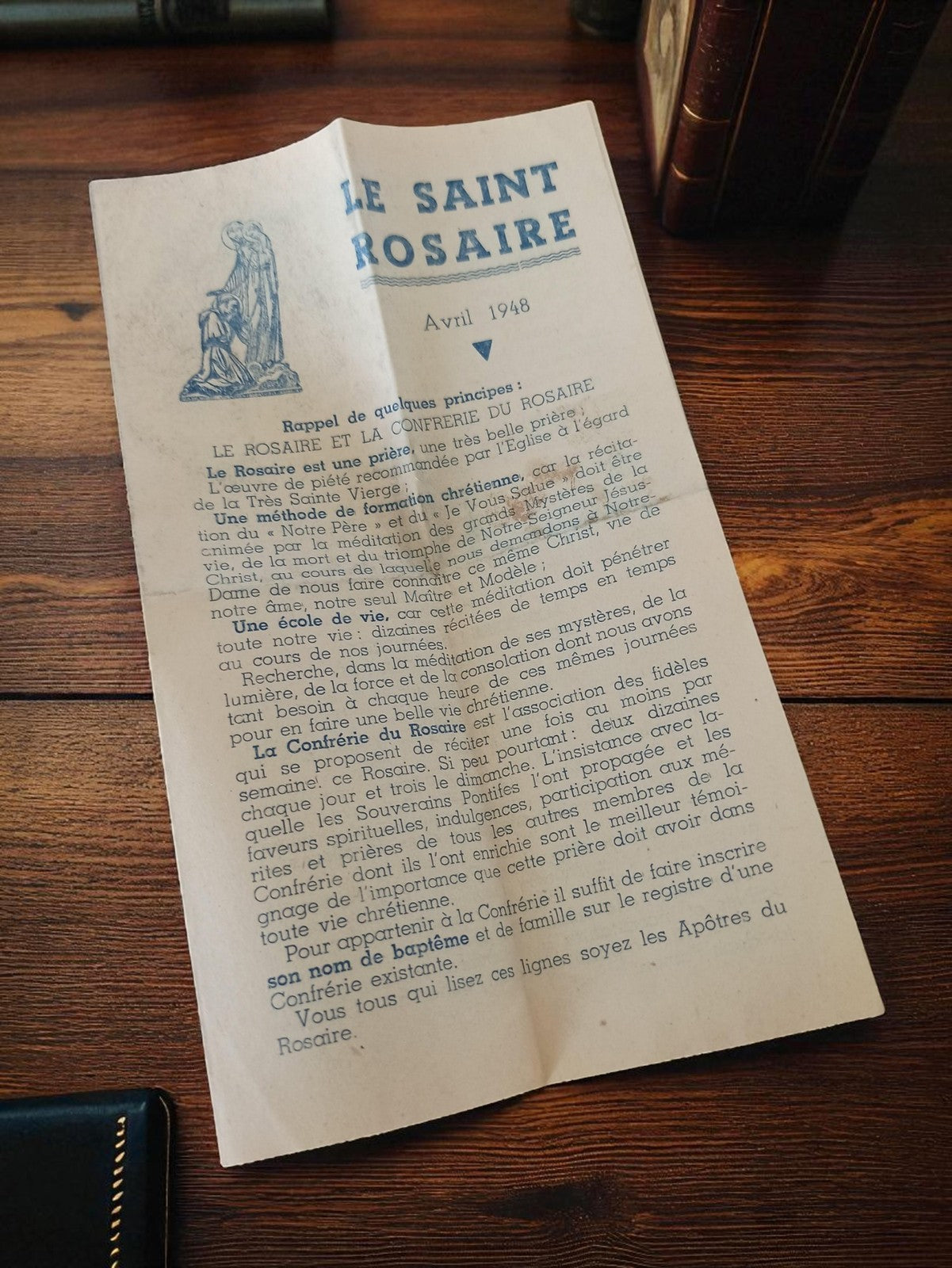 Livret religieux ancien Le Saint Rosaire avril 1948 vintage prière rétro