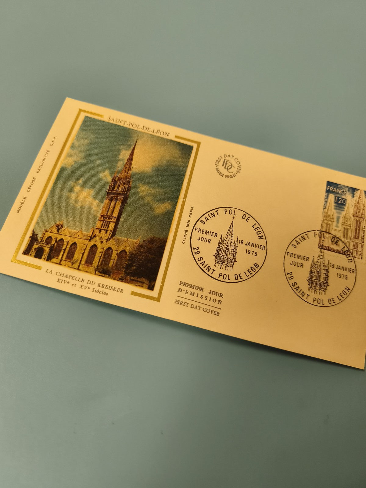 Enveloppe premier jour d?émission FDC Saint-Pol-de-Léon 1975 timbre 1,20 FR