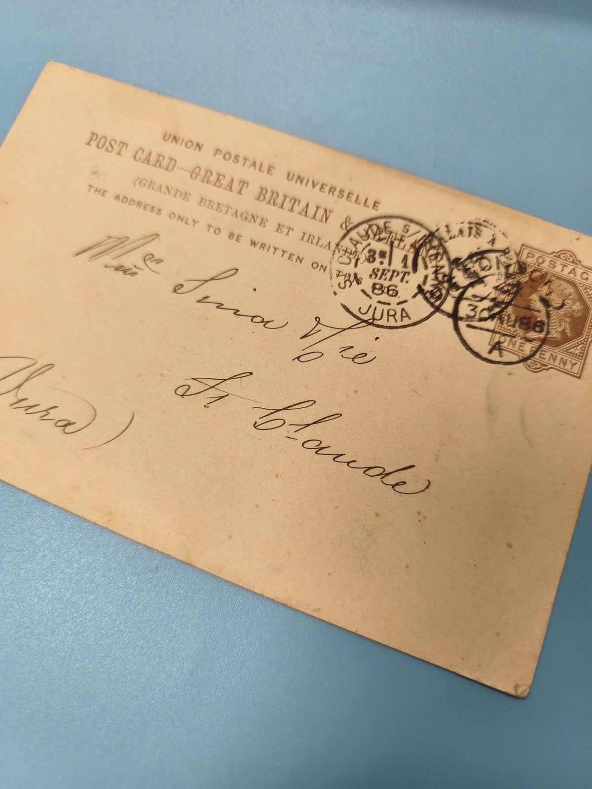 Ancienne enveloppe oblitérée 1886 philatélie, carte postale Union Postale