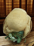 Chapeau femme vintage paille tressée fleurs accessoire rétro élégant ancien