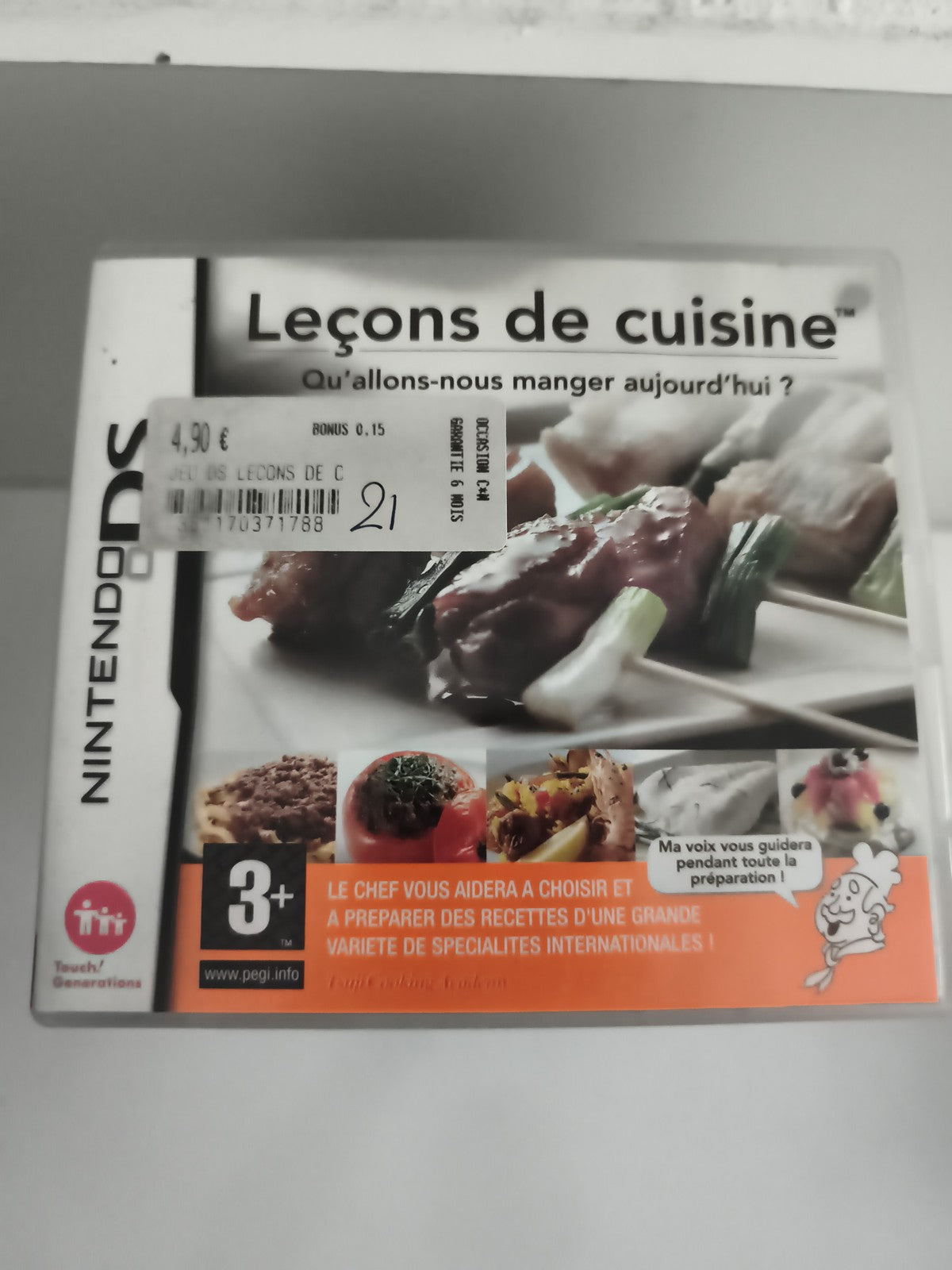 Jeu Nintendo DS Leçons de cuisine boîte, jeu éducatif recettes, Touch Generation