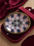 Broche ancienne rétro dorée, motif floral kaléidoscopique, bijou fantaisie vinta