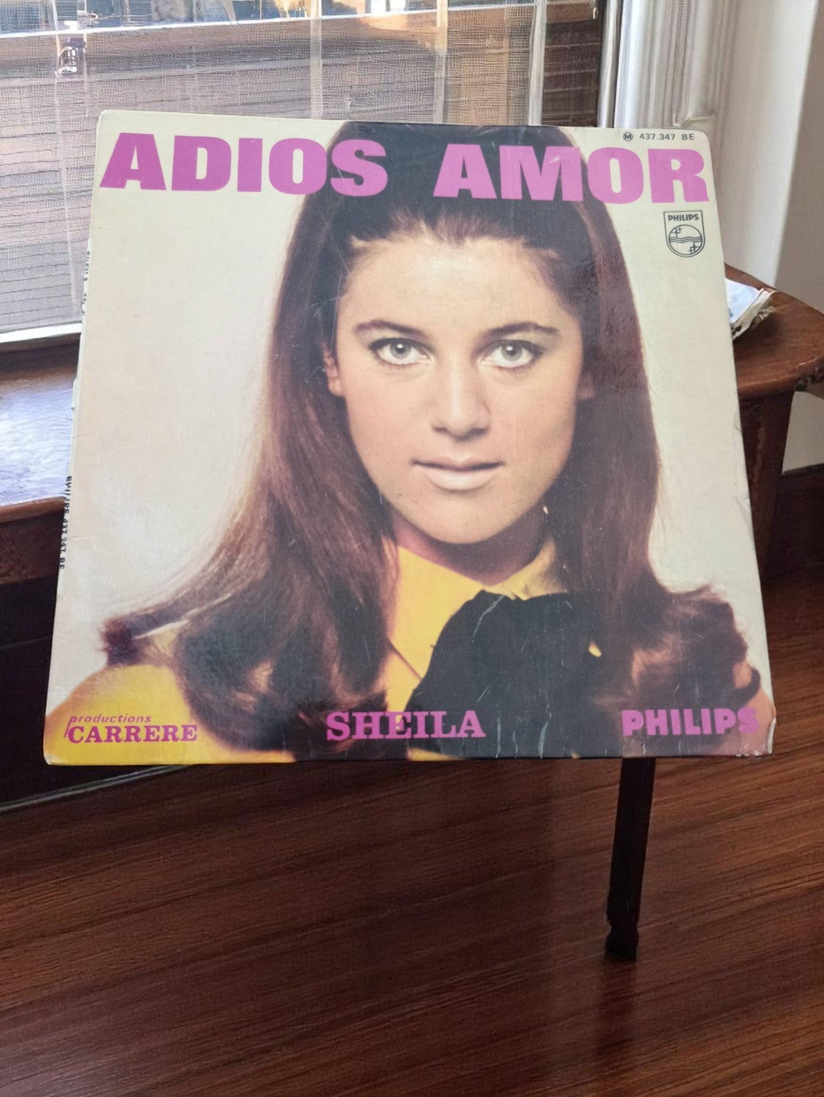 Disque vinyle 45 tours Sheila Adios Amor Philips vintage années 60 rétro