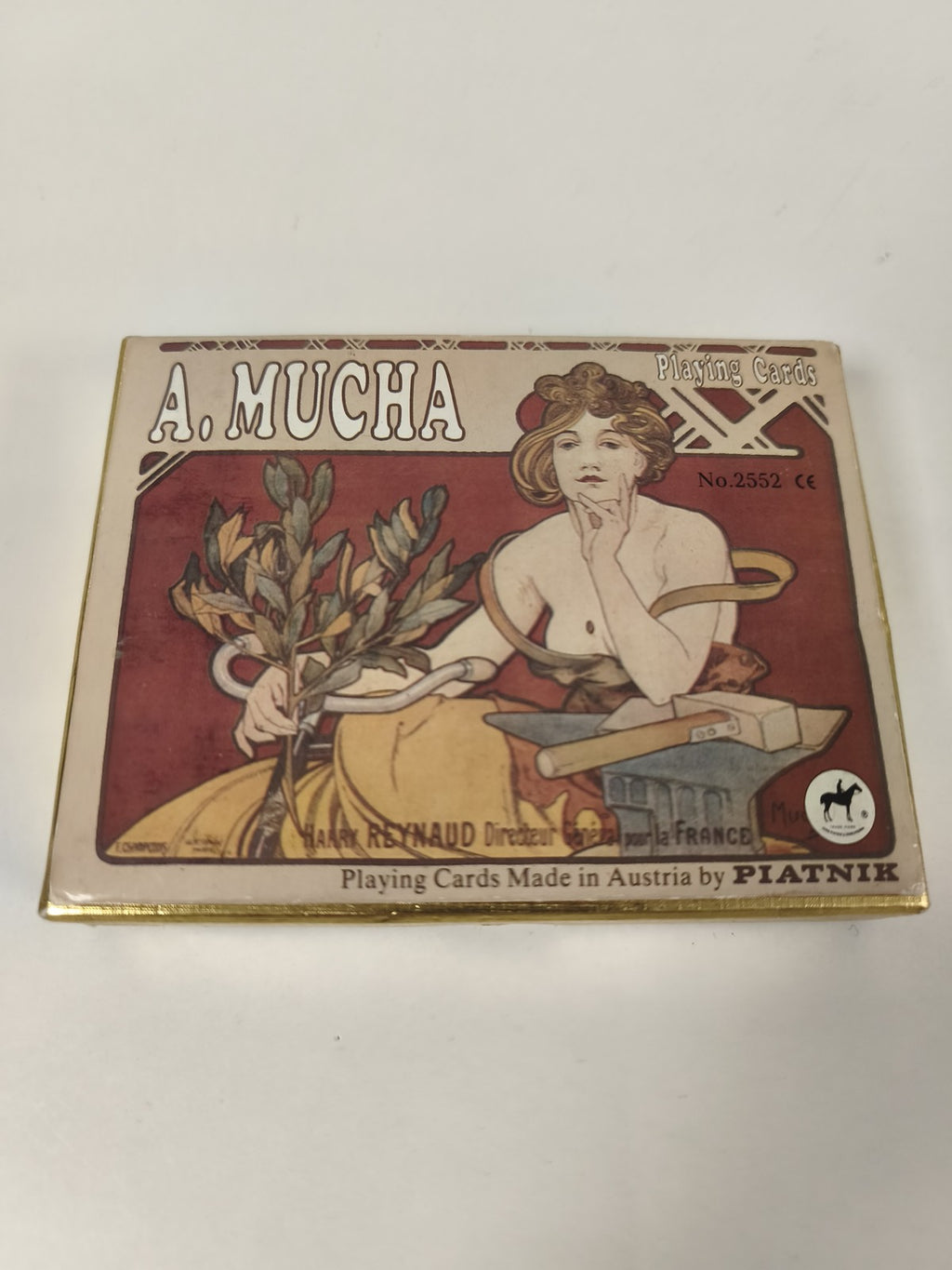 Ancien jeu de cartes double Piatnik Autriche coffret doré A. Mucha