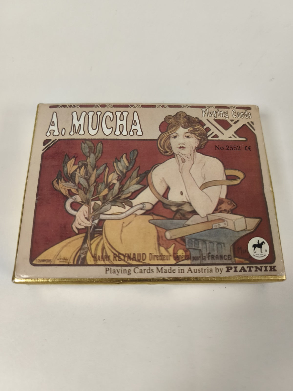Ancien jeu de cartes double Piatnik Autriche coffret doré A. Mucha