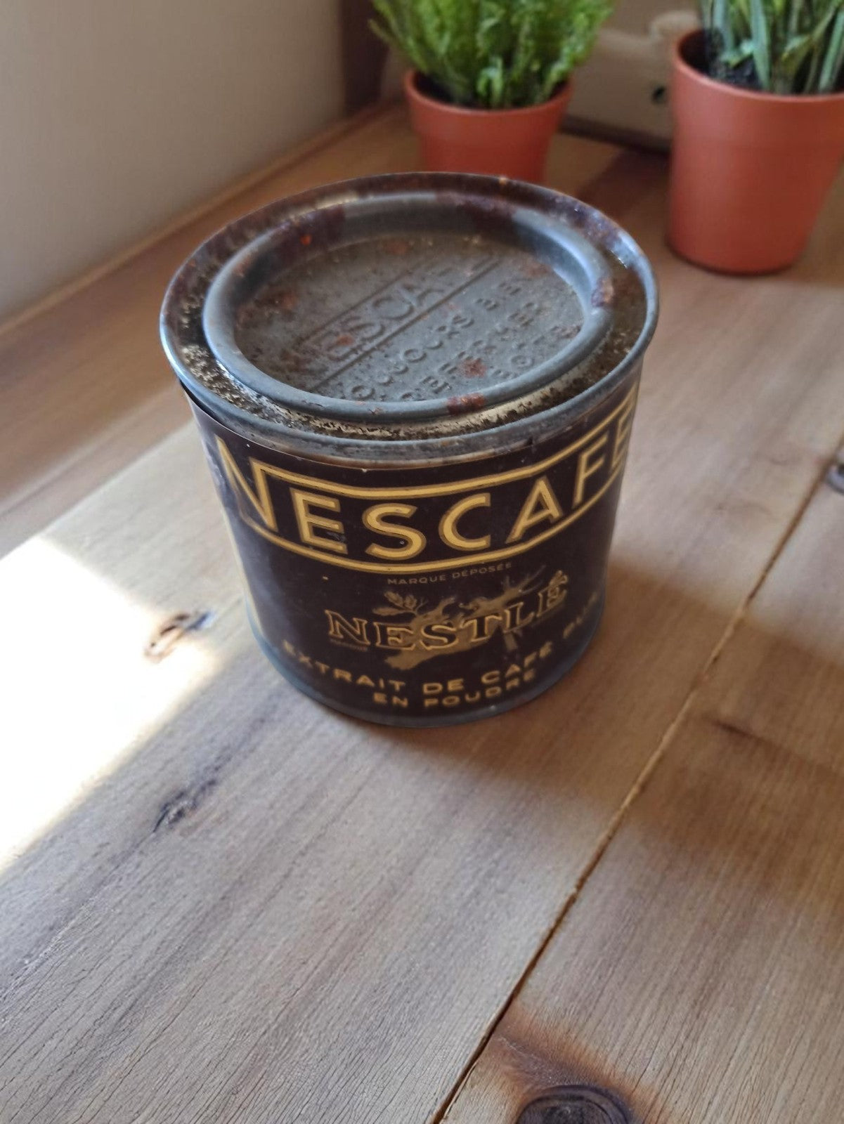 Boîte métal vintage Nescafé Nestlé, déco rétro cuisine, extrait de café