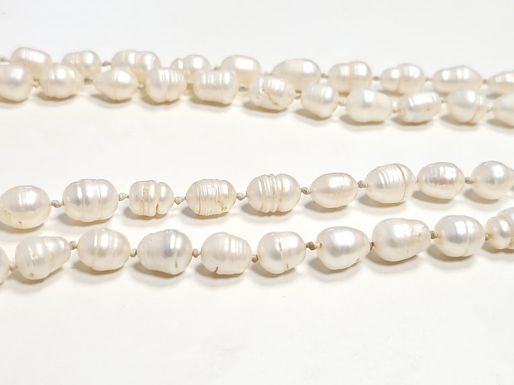 Vintage collier sautoir ancien grosses perles de culture naturelles rétro élégan