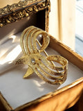 Broche vintage dorée métal, style oiseau, bijou fantaisie, strass