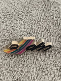 Pin's vintage avion arc-en-ciel logo 4M émaillé années 80 badge (Ref 10)