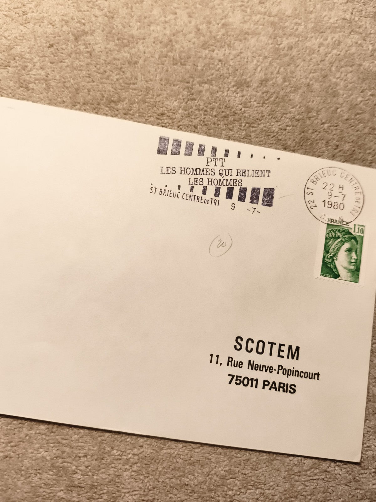 Lettre affranchie Marianne 1,10F 1980 oblitération St-Brieuc philatélie (Ref 9)