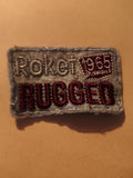 Écusson ancien Roket Rugged 1965 brodé vintage patch badge bleu rouge