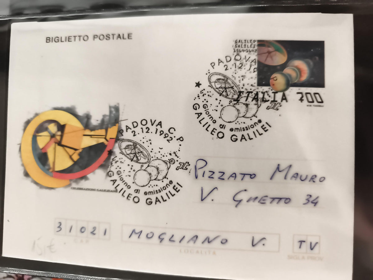 Billet postal Italie 1992 Galileo Galilei oblitéré Padova philatélie ancien