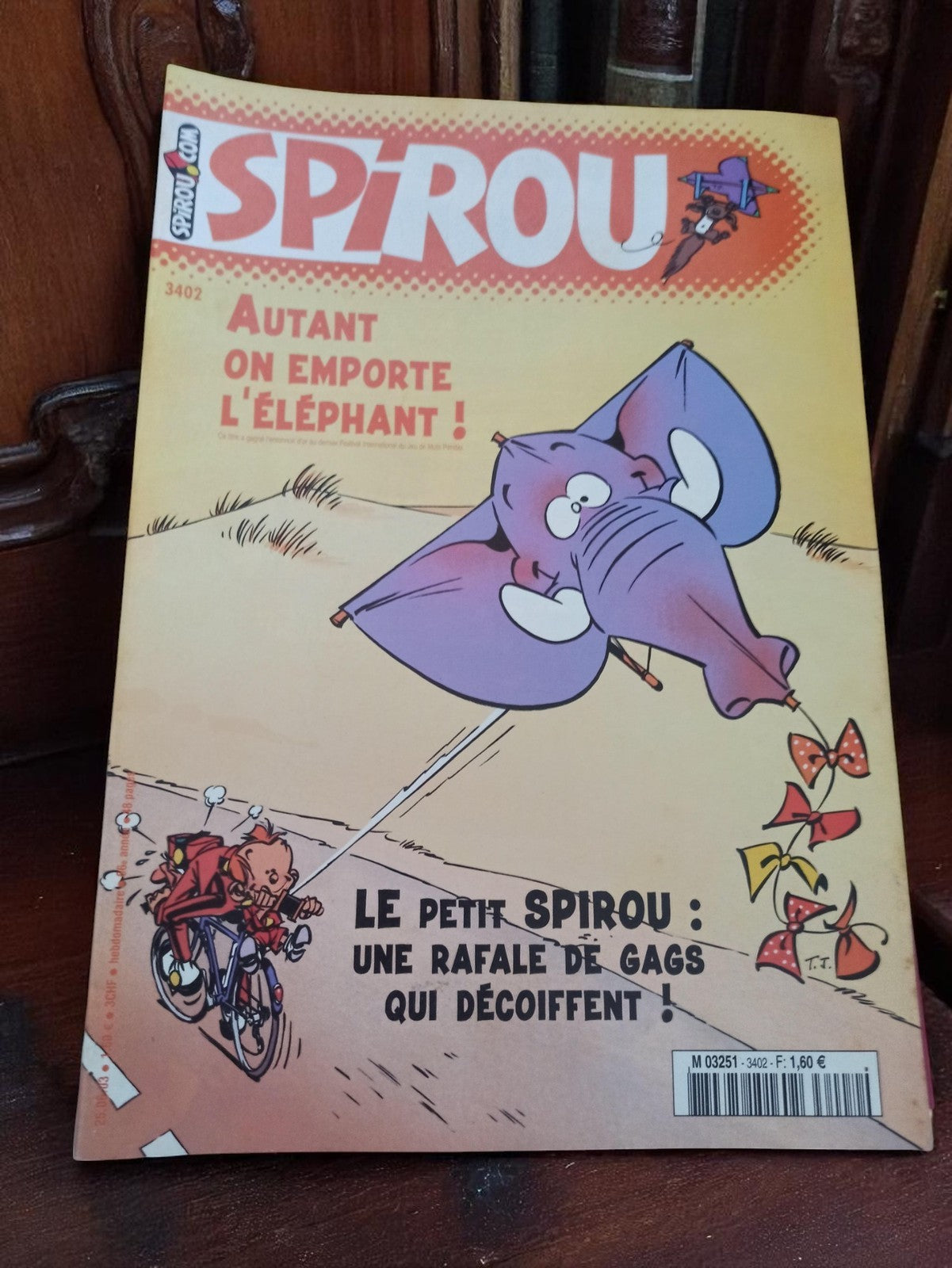 Magazine Spirou vintage n°3402 années 2000 – couverture éléphant, BD humour