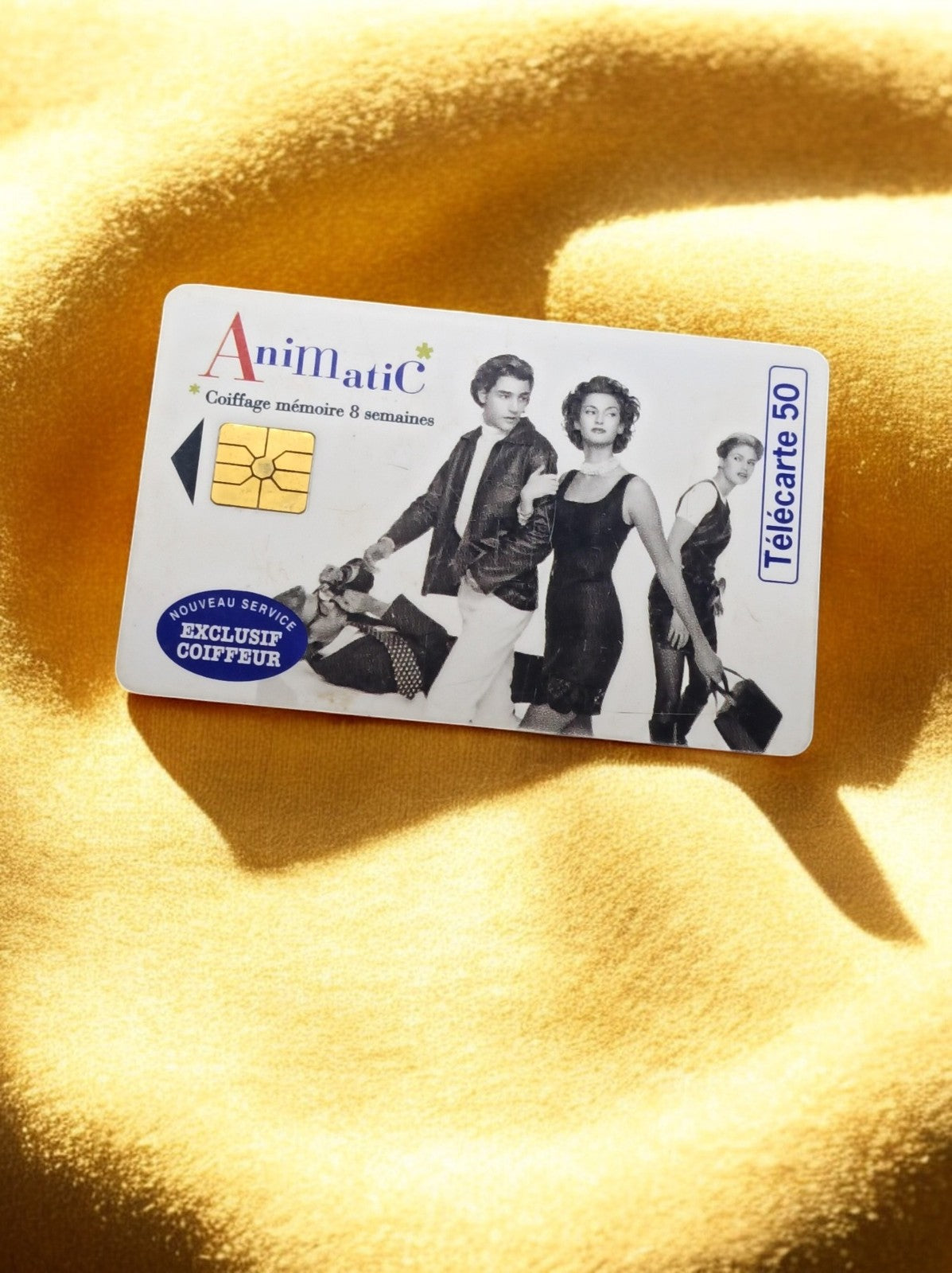 Télécarte 50 unités Animatic vintage rétro noir et blanc coiffeur