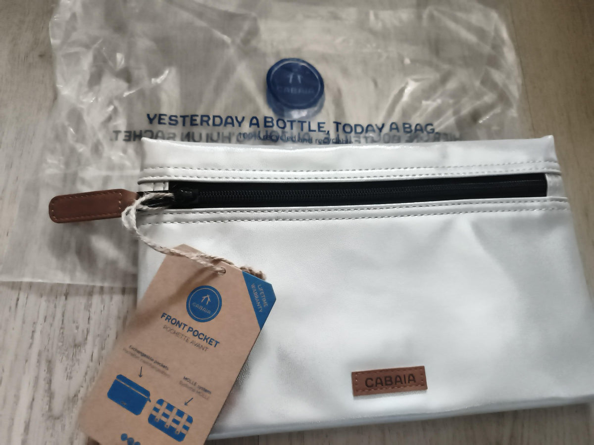 Pochette avant Cabaia blanche neuve zip, accessoire sac 24 cm