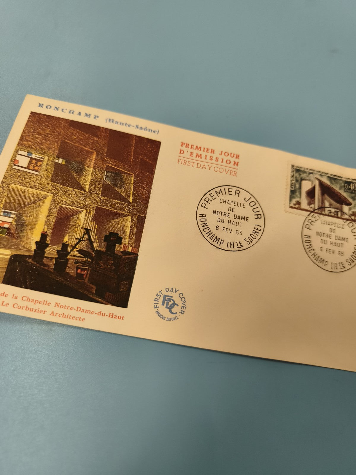 Enveloppe FDC Premier Jour d?Émission Ronchamp Chapelle Notre-Dame timbre 1965