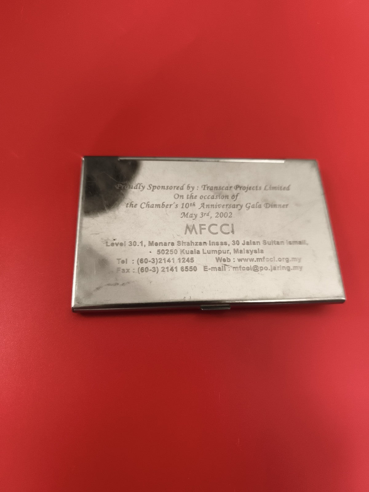 Porte-cartes ancien métal gravé MFCCl 2002 vintage business card holder