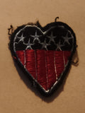 Écusson brodé cœur USA vintage, patch étoile rayure ancien, badge textile