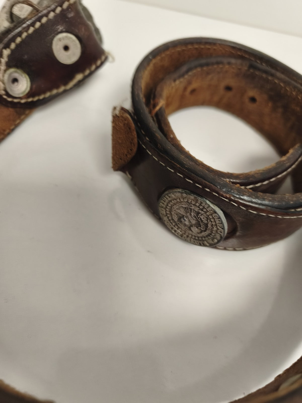 Ceinture vintage Harley Davidson cuir boucle aigle biker rétro