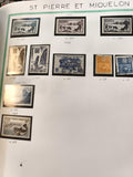 Timbres St Pierre et Miquelon anciens, lot thématique, oblitérés et neufs, phila