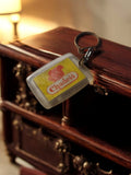 Porte-clés publicitaire Chadess vintage ancien, logo rétro jaune rouge