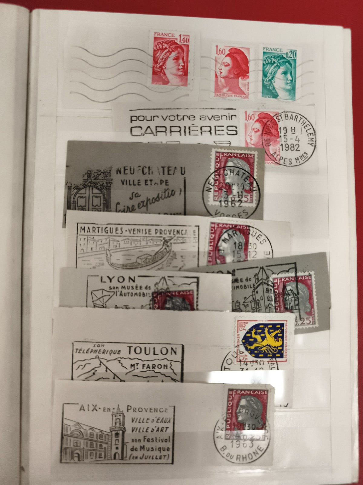 Lot timbres France oblitérés Marianne Lyon Toulon Aix Provence philatélie