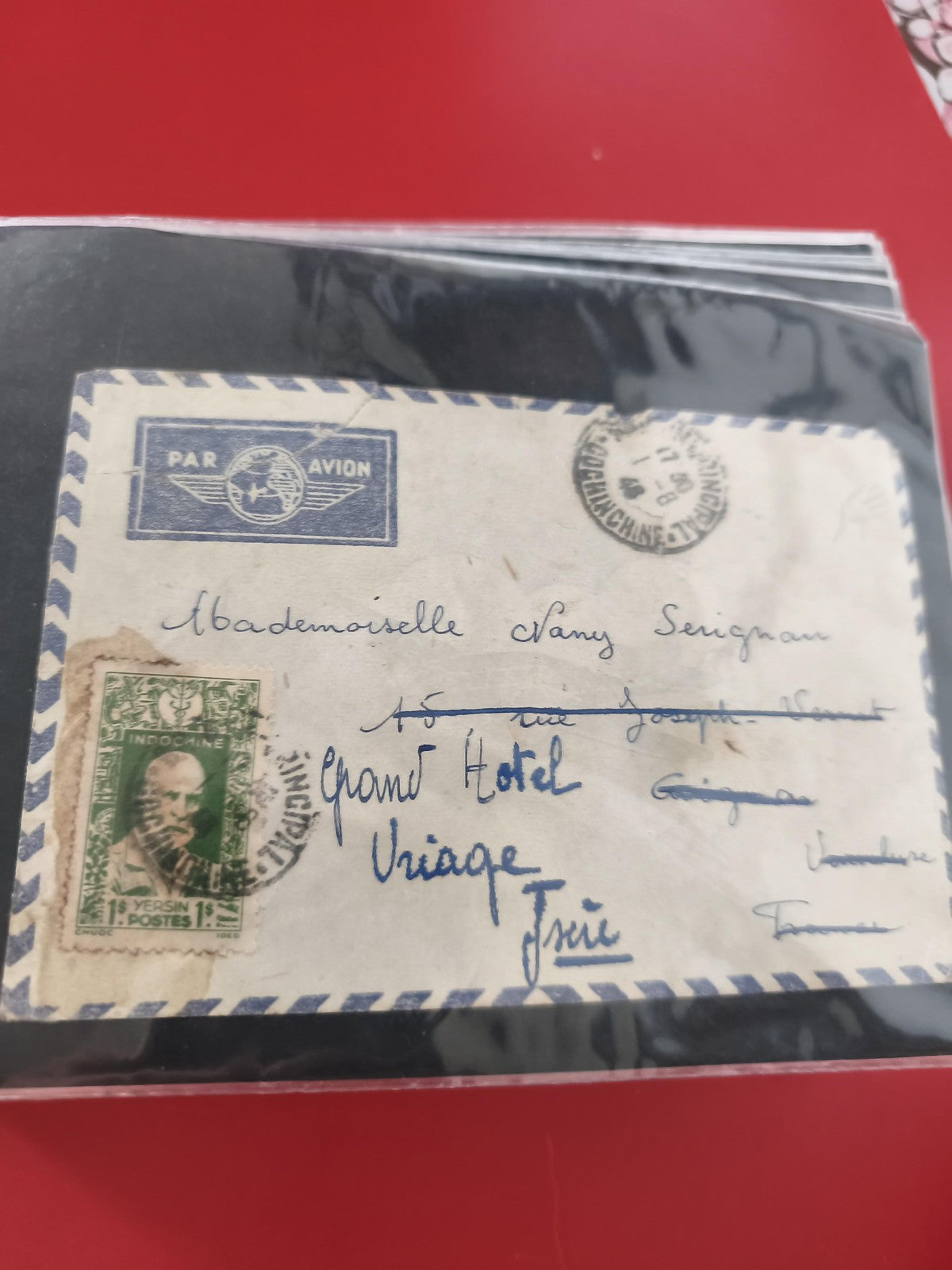 Ancienne enveloppe oblitérée Indochine Par Avion timbre Yersin philatélie