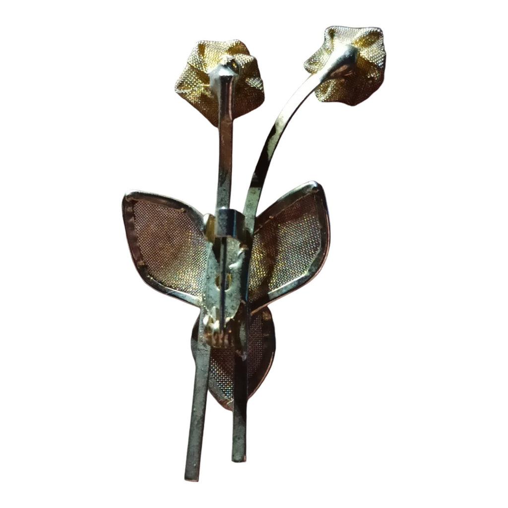 Broche Vintage Métal Doré Délicatement Ouvragée