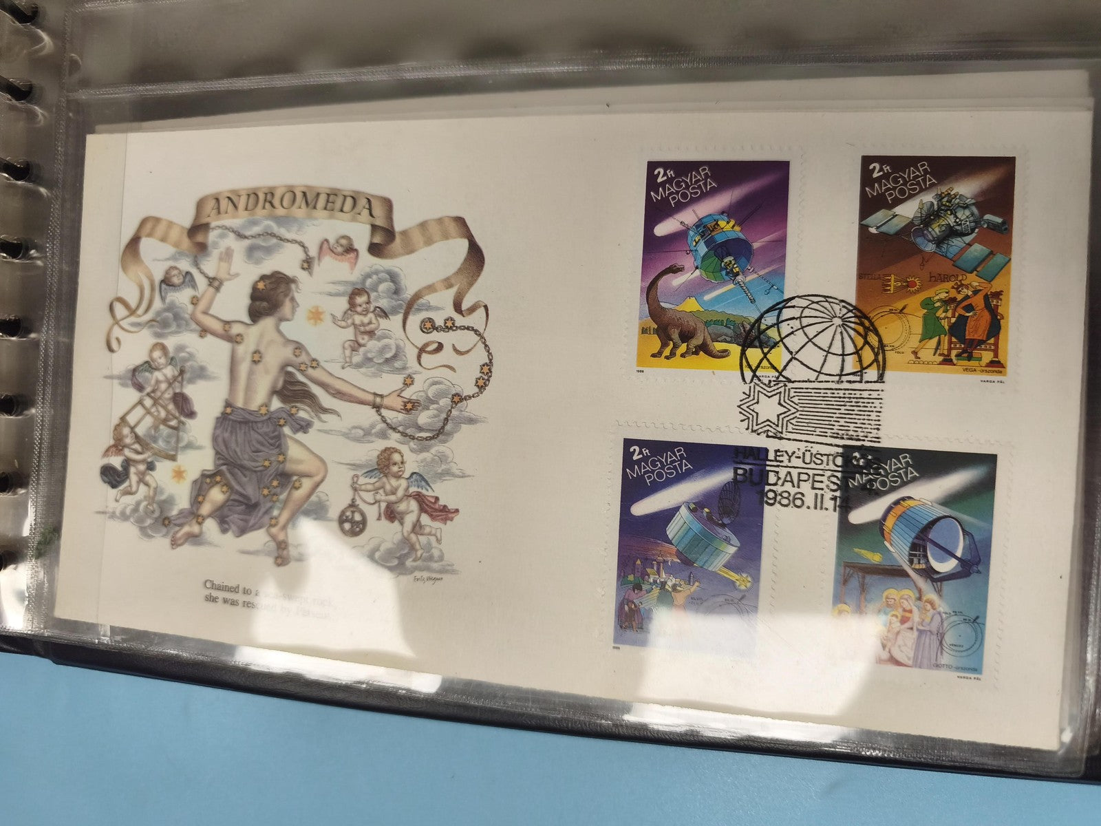 Enveloppe premier jour FDC Andromeda timbres Hongrie 1986 astronomie
