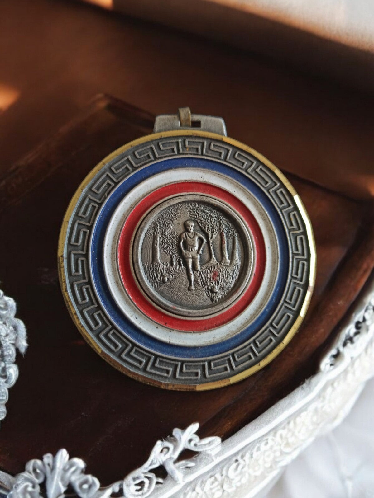 Médaille ancienne course à pied France tricolore concours sport vintage