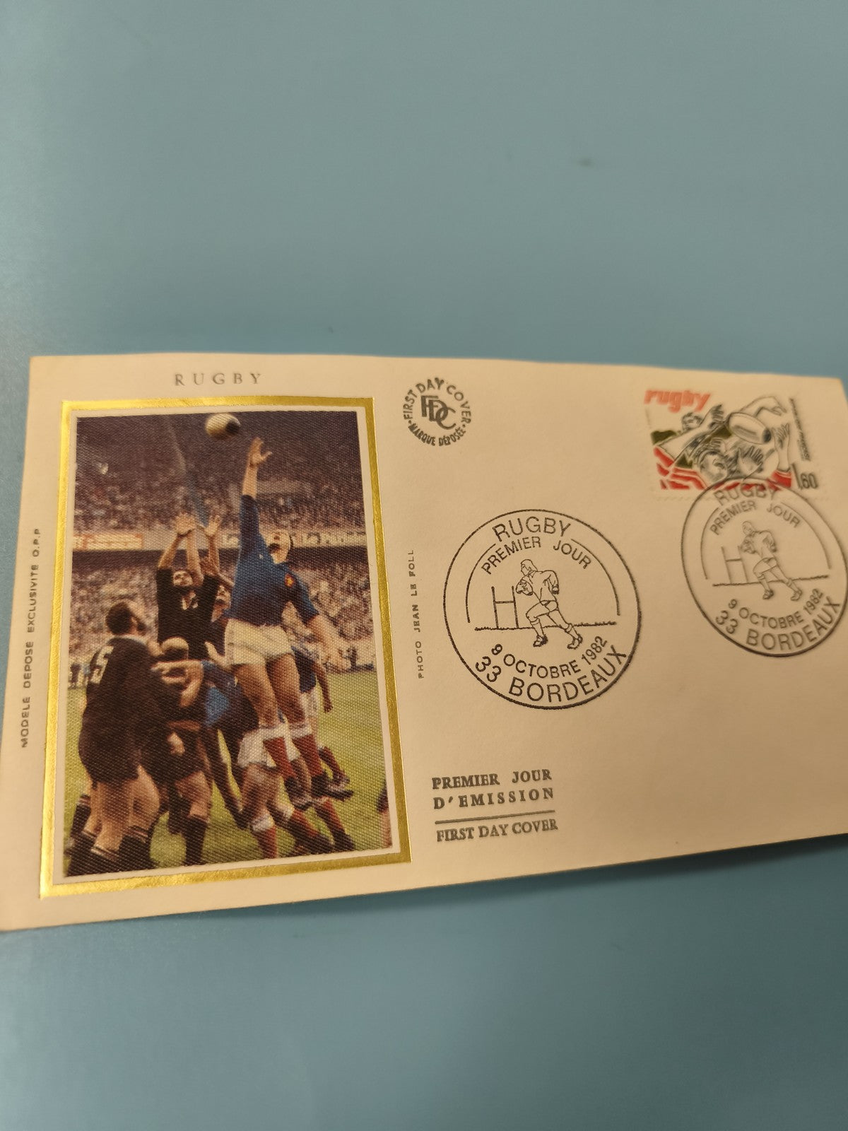 Enveloppe FDC Rugby Premier Jour d?Émission Bordeaux 1982 timbre illustré