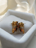 Paire boucles d’oreilles vintage dorées strass rétro bijou ancien femme