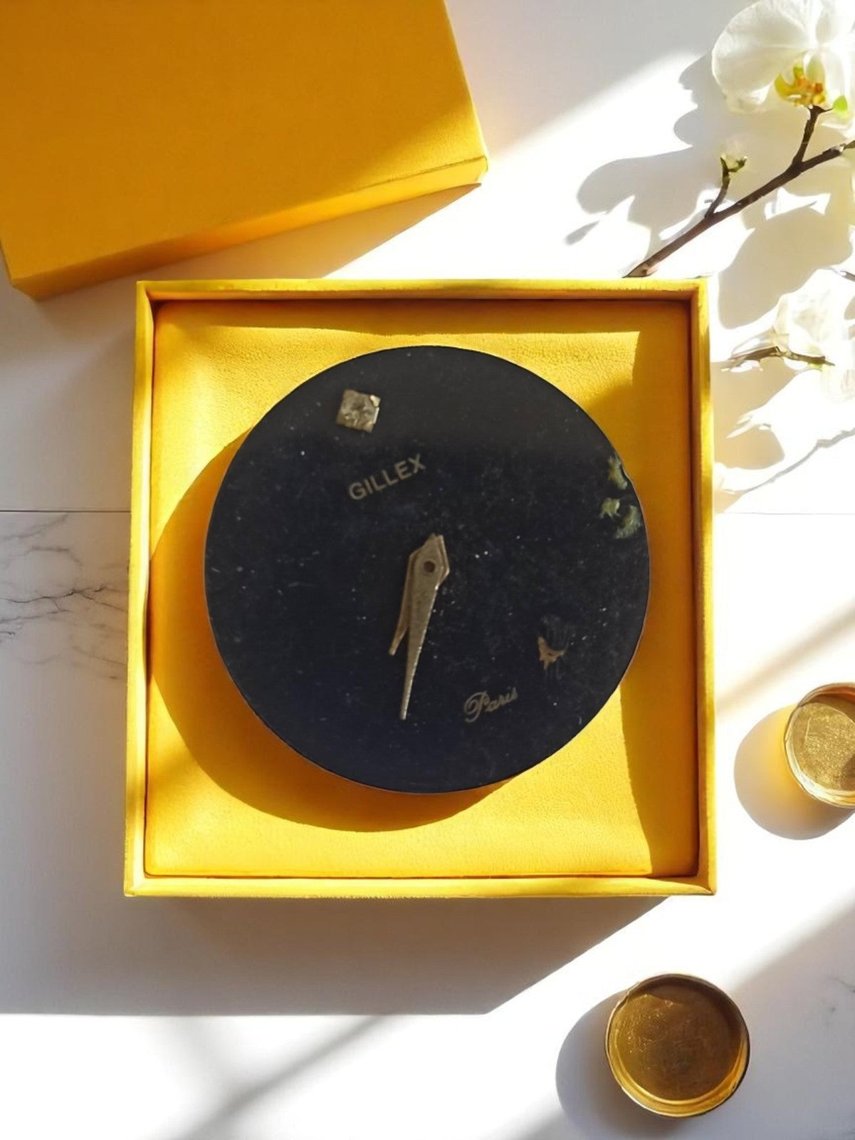 Cadran montre Gillex vintage noir Paris, objet de collection ancien rare