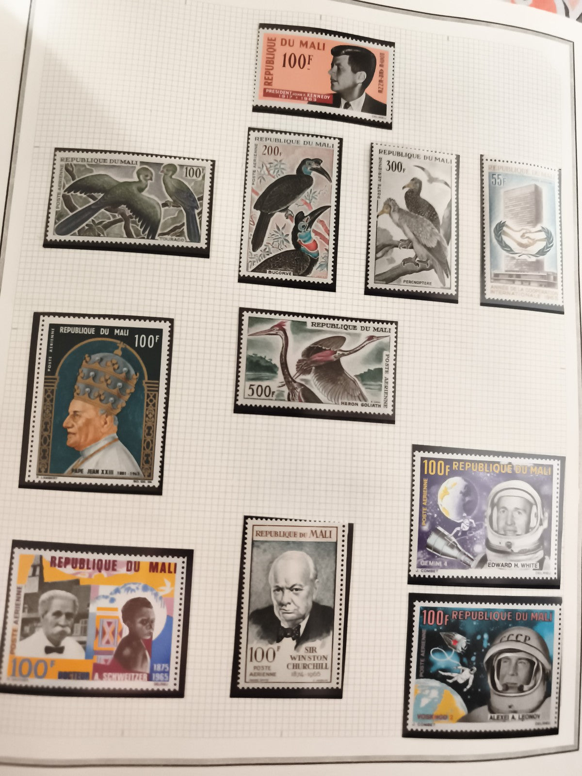 Timbres anciens République du Mali neufs, personnages, oiseaux, astronautes