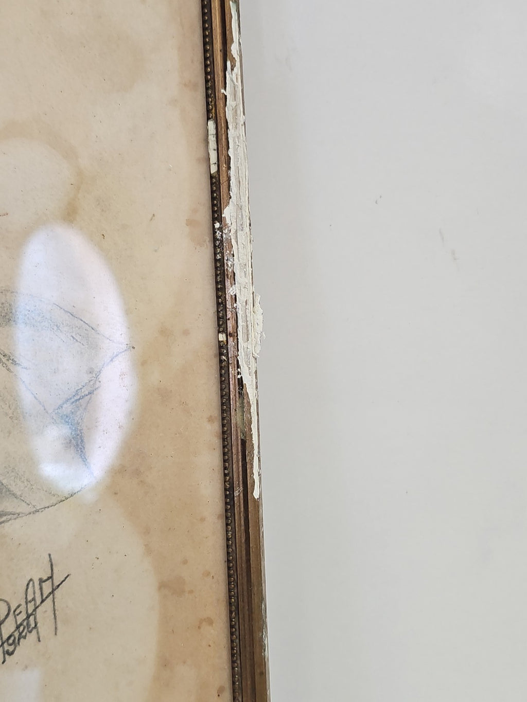 Dessin ancien signé Peam 1924, portrait vintage petite fille, art rétro collecti