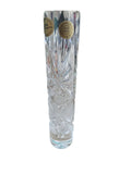 Vase cristal de Bohême taillé plomb Tchécoslovaquie 22 cm décor géométrique