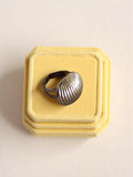 Bague vintage fantaisie coquillage argenté rétro taille 58 anneau ajustable