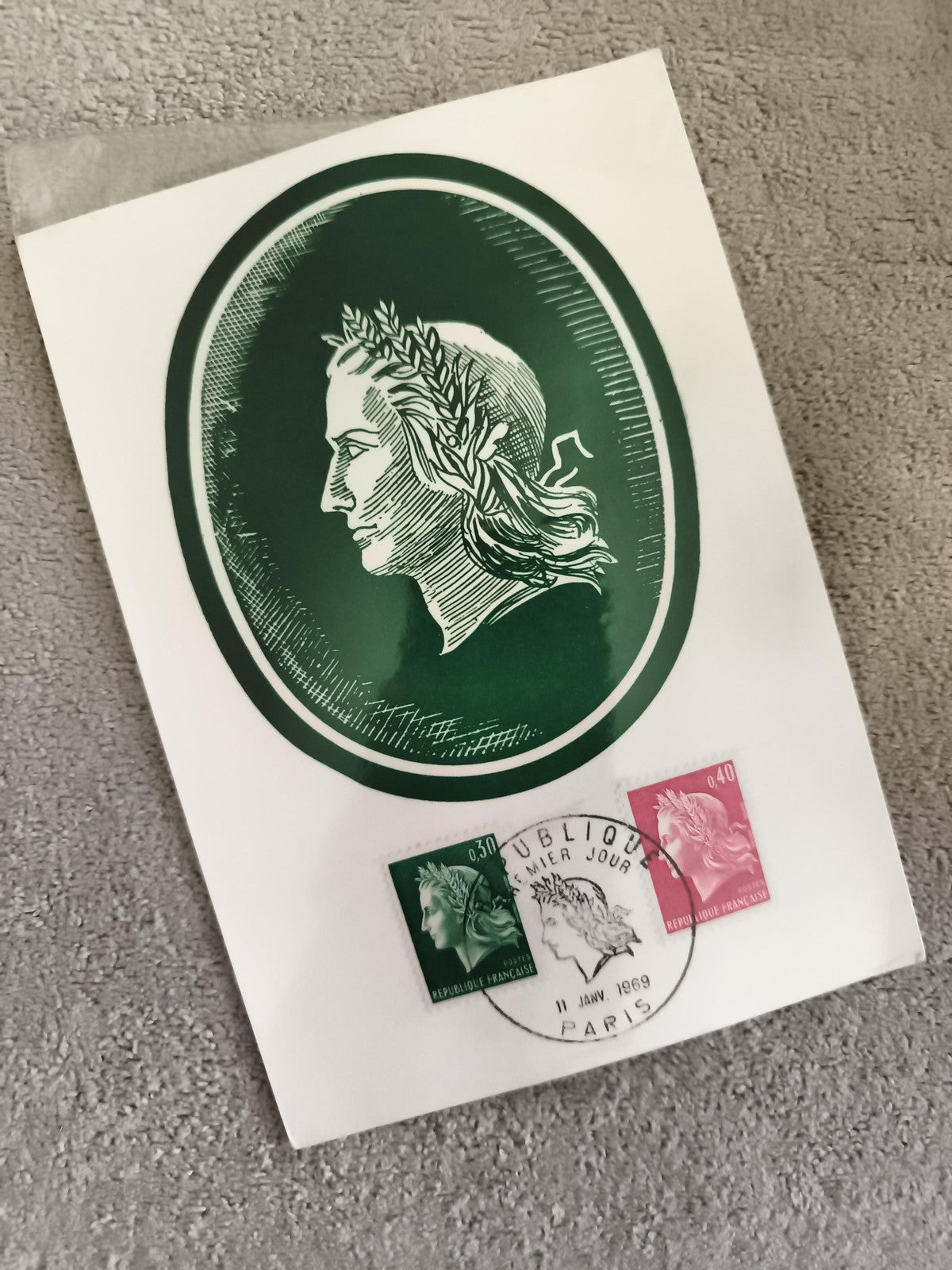 Lettre premier jour Marianne 1969 timbres République française Paris
