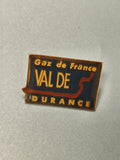 Vintage pin's Gaz de France Val de Durance rectangle bleu jaune collection (Ref