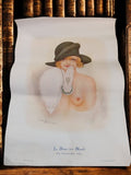 Lithographie ancienne rétro Sacha Zaliouk femme blonde chapeau art déco