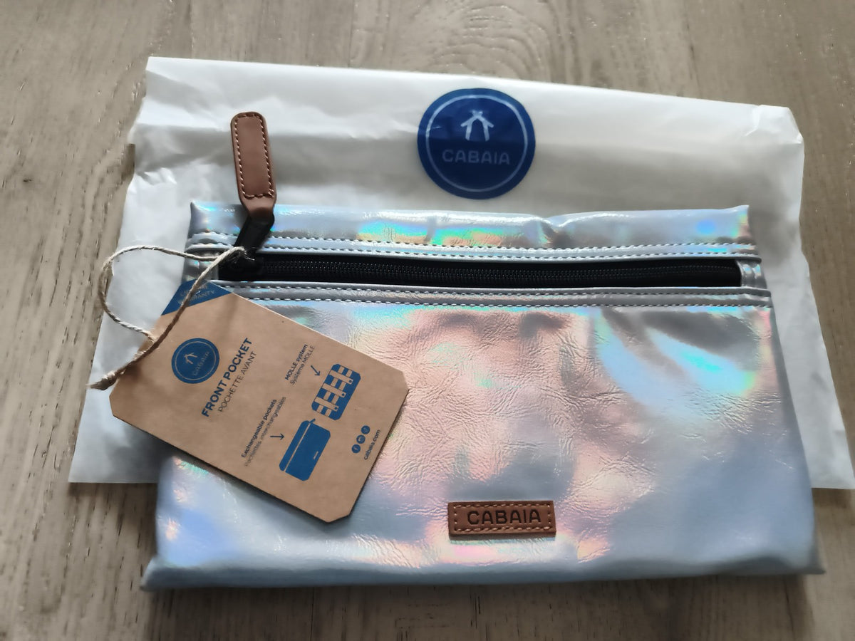 Pochette avant Cabaia irisée 24 cm zip, front pocket accessoire sac