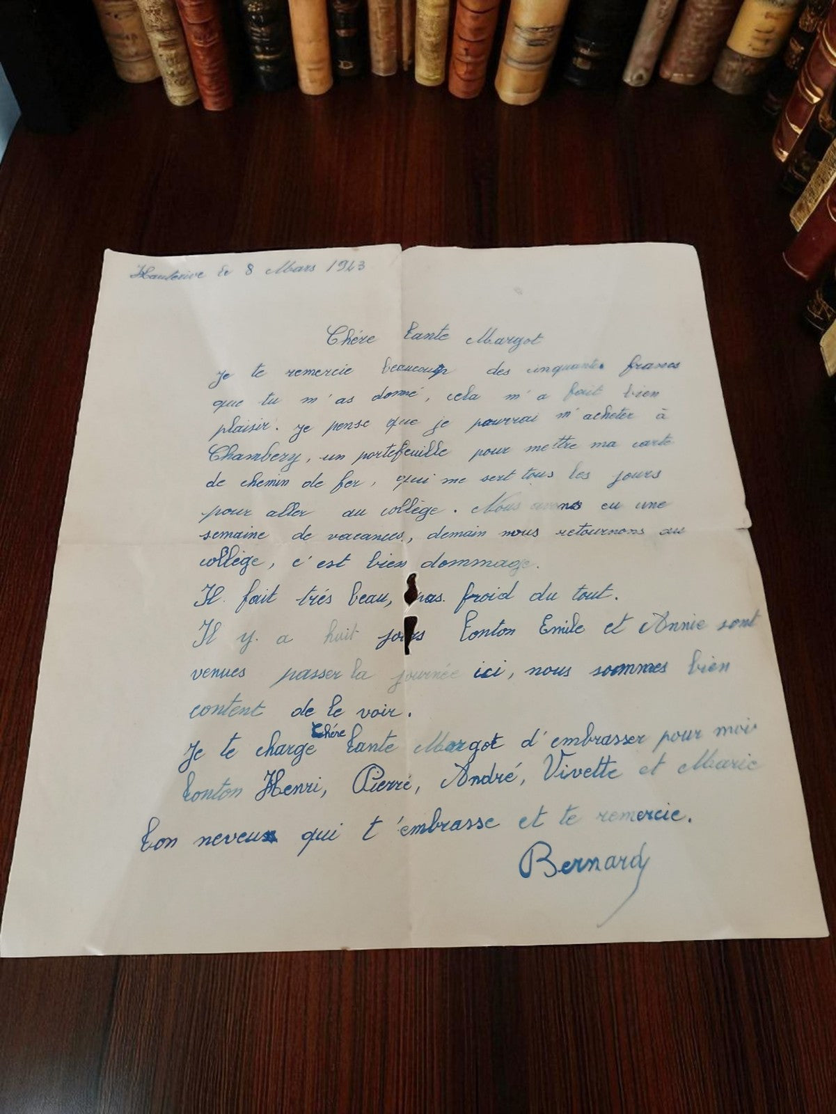 Lettre manuscrite ancienne 1943 Seconde Guerre WW2 à Margot vintage