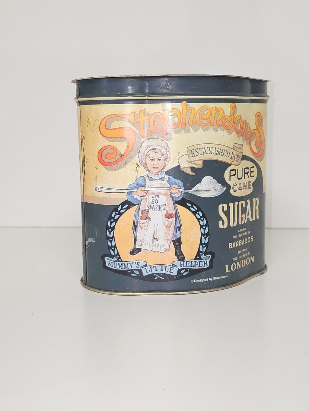 Boîte métal rétro Stephenson's Sugar ancienne, boîte à sucre collection vintage