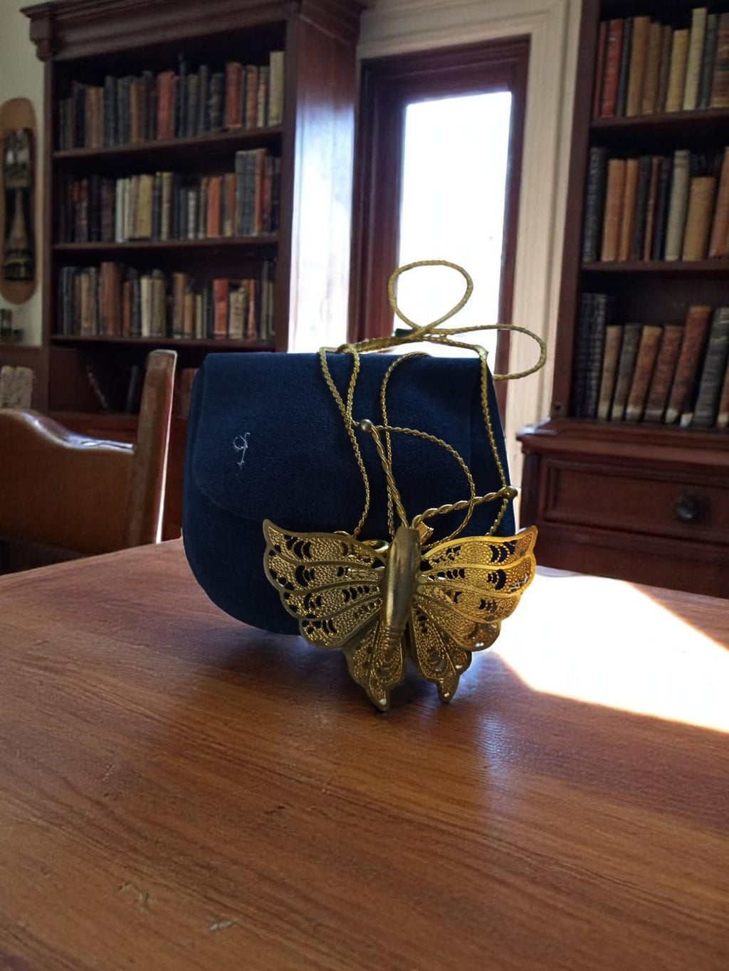 Broche Collier Papillon Vintage en Métal Doré avec Étui - Bijou Fantaisie Rétro