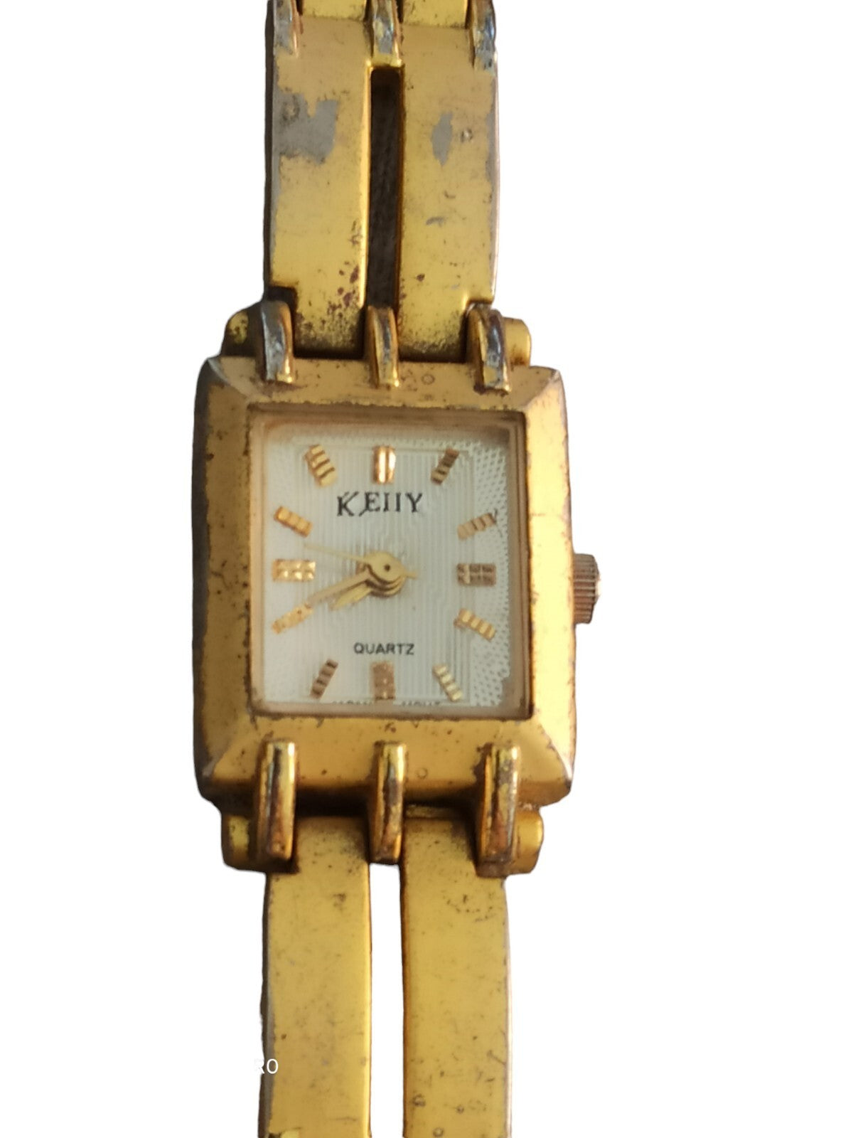 Montre vintage KEIIY femme quartz dorée, bracelet rectangulaire Japan Movt