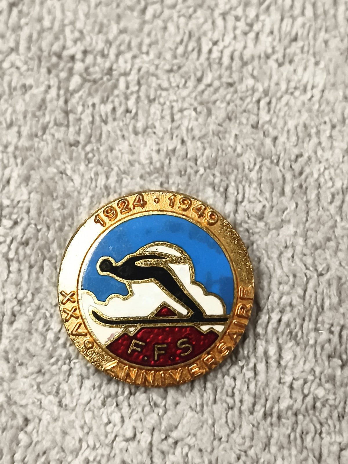 Médaille FFS 1924-1949 XXVe Anniversaire ski ancien émaillé vintage
