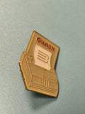 Vintage pin's Canon imprimante BJ 10e, émail beige et doré, collection