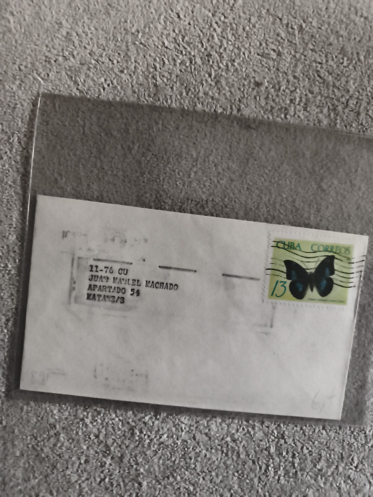 Lettre affranchie Cuba papillon 13 centavos philatélie (Ref 1)