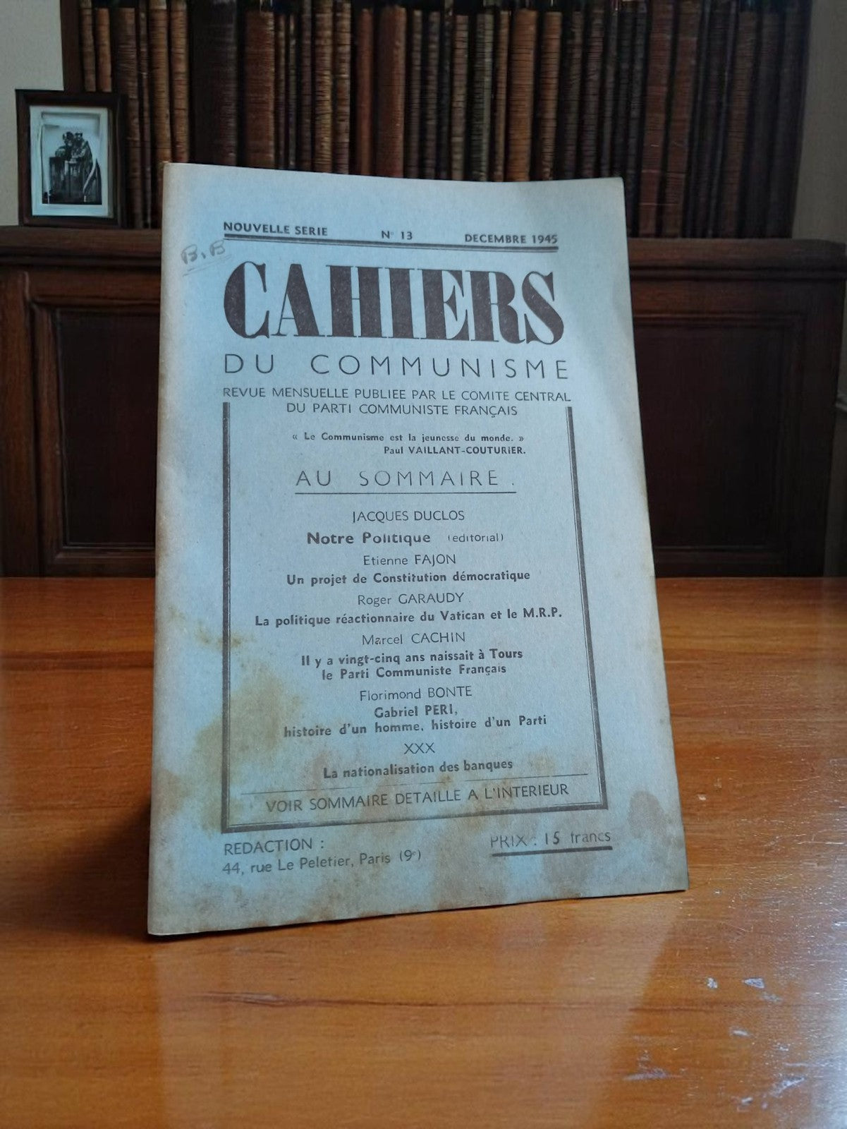 Revue Cahiers du Communisme déc 1945 vintage – Propagande PCF rare